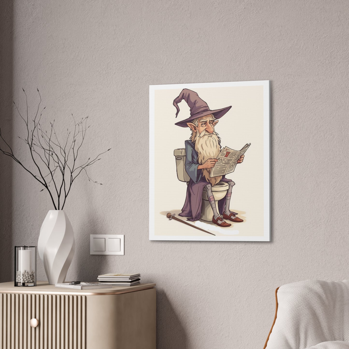 Wizard on the John - Canvas Stretched, 0.75" - Wall Art 2026 - Bathroom Humor