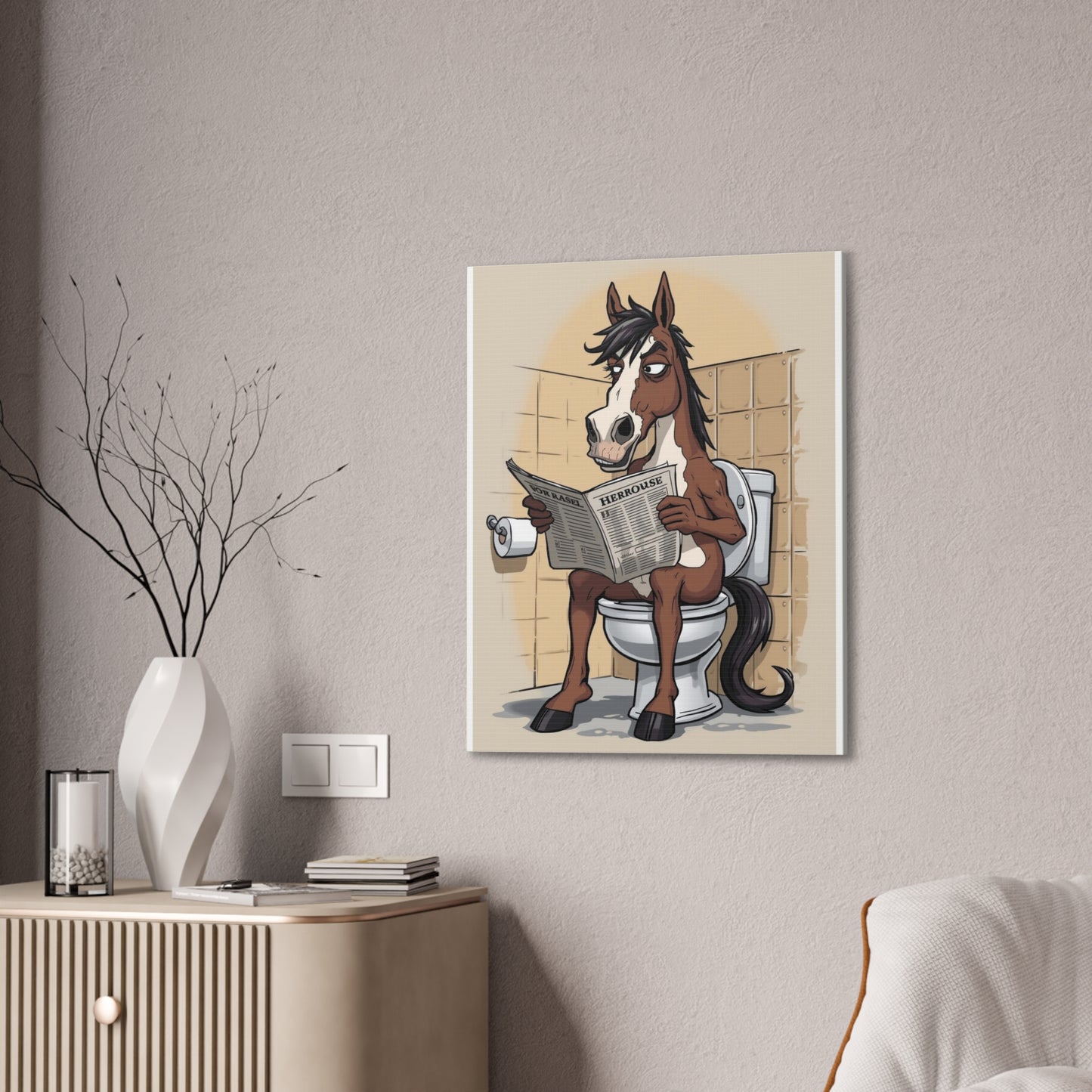 Horse on the can - Canvas Stretched, 0.75" - Wall Art 2026 - Bathroom Humor