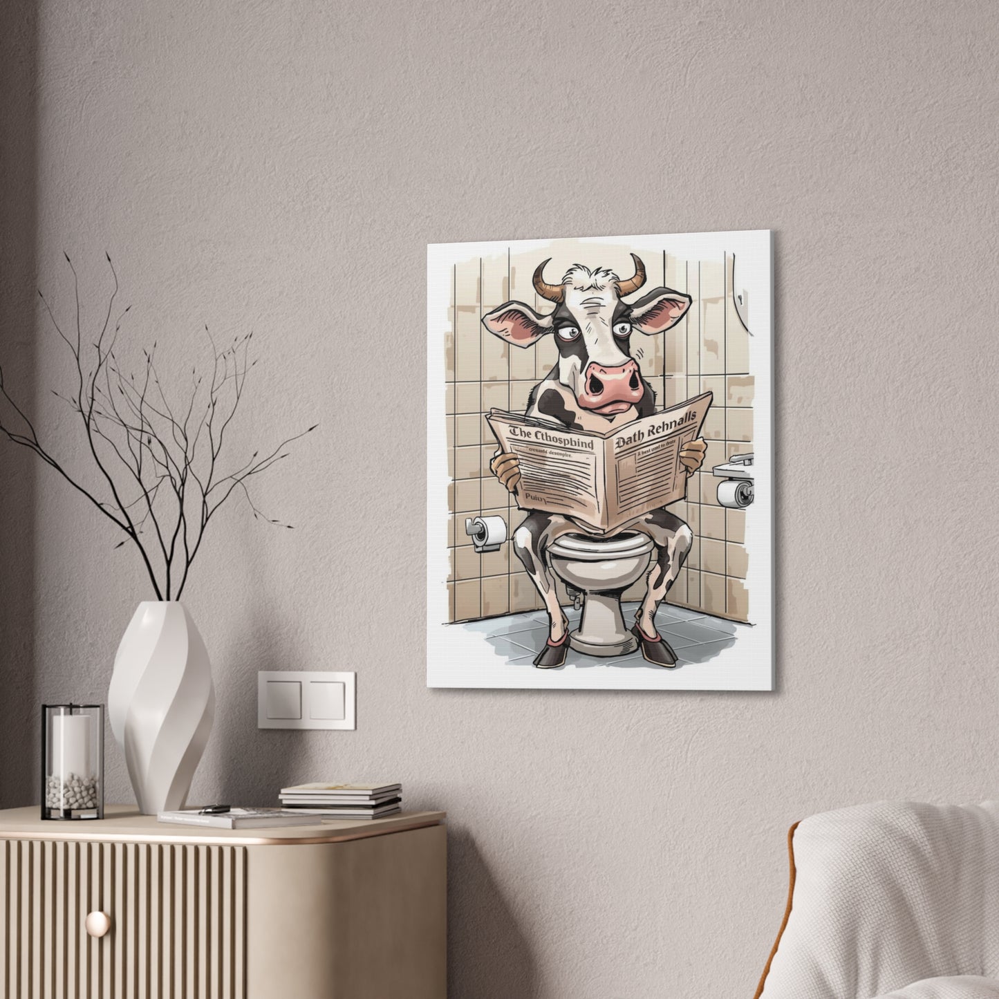 Steer in the John - Canvas Stretched, 0.75" - Wall Art 2026 - Bathroom Humor
