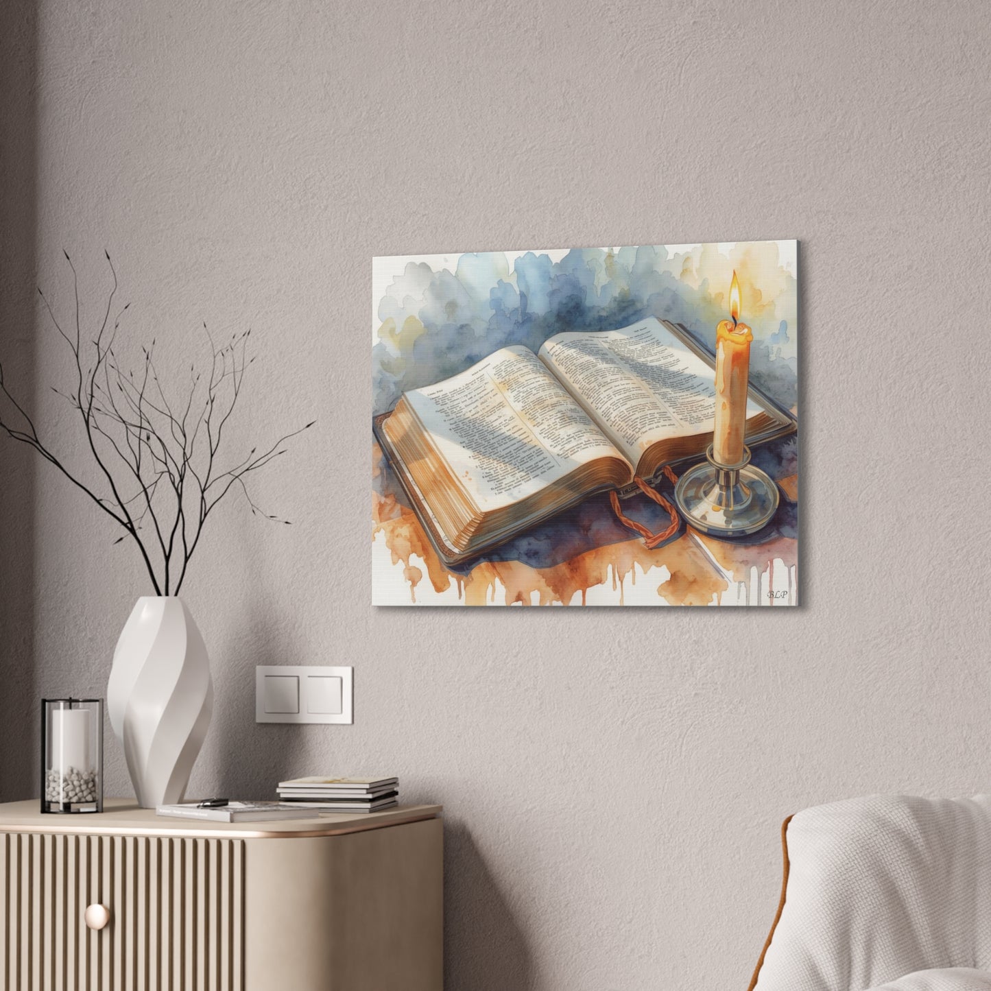 Bible by Candlelight - Canvas Stretched, 0.75" - 2026 Wall Art - Religion