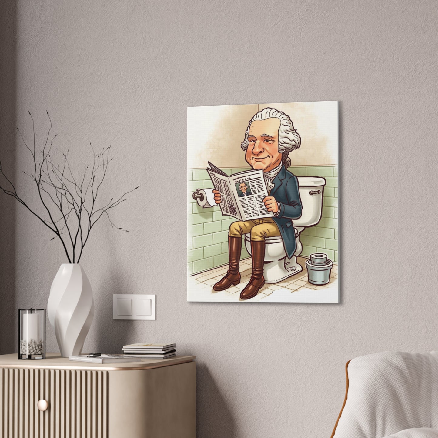 George on the pot - Canvas Stretched, 0.75" - Wall Art 2026 - Bathroom Humor