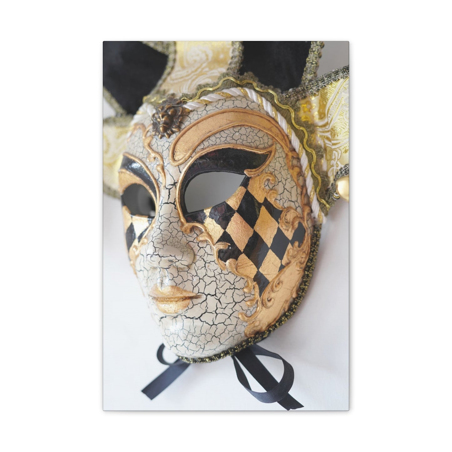 Gold and Silver Mask - Canvas Stretched, 0.75"