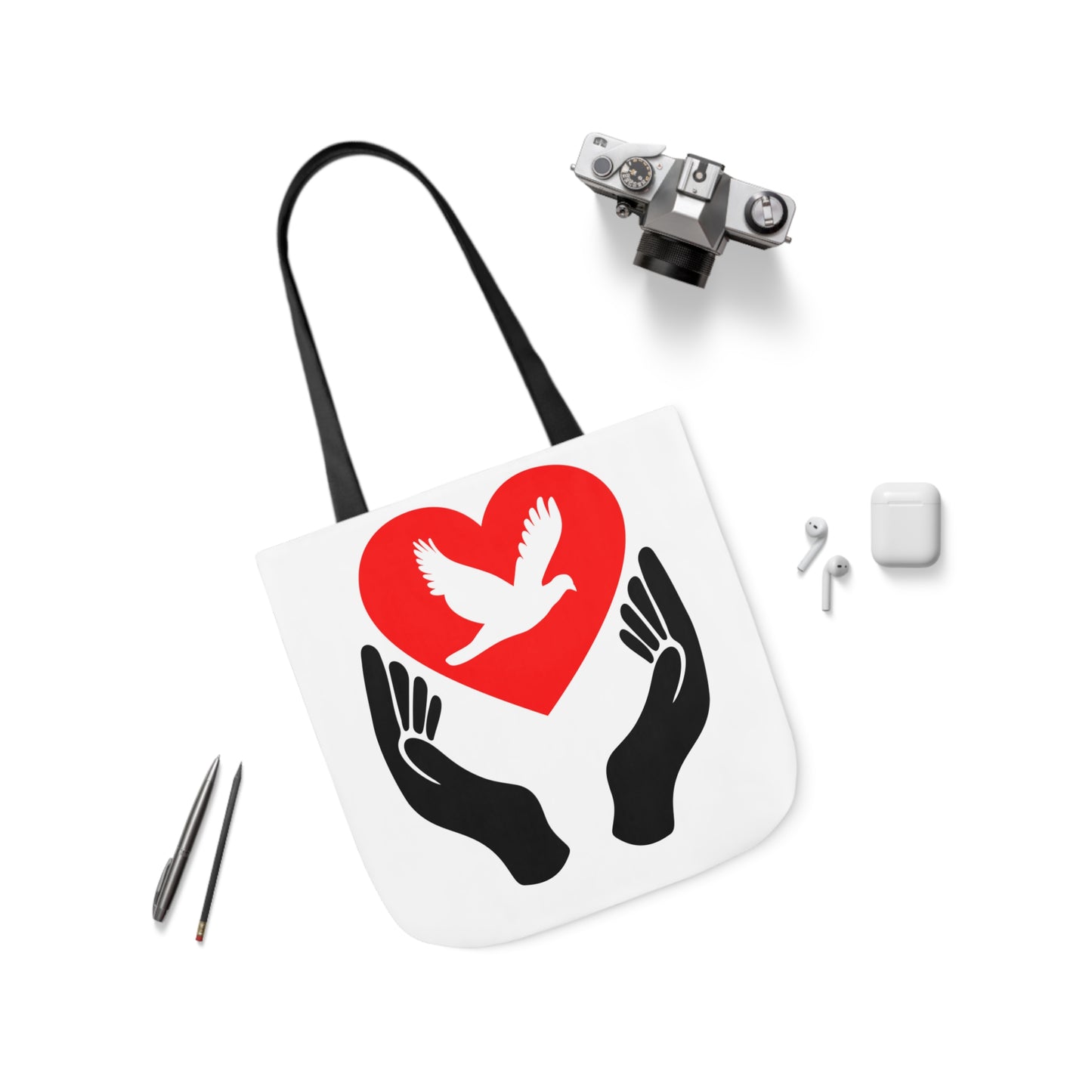 Heart and Hands - Canvas Tote Bag, 5-Color Straps