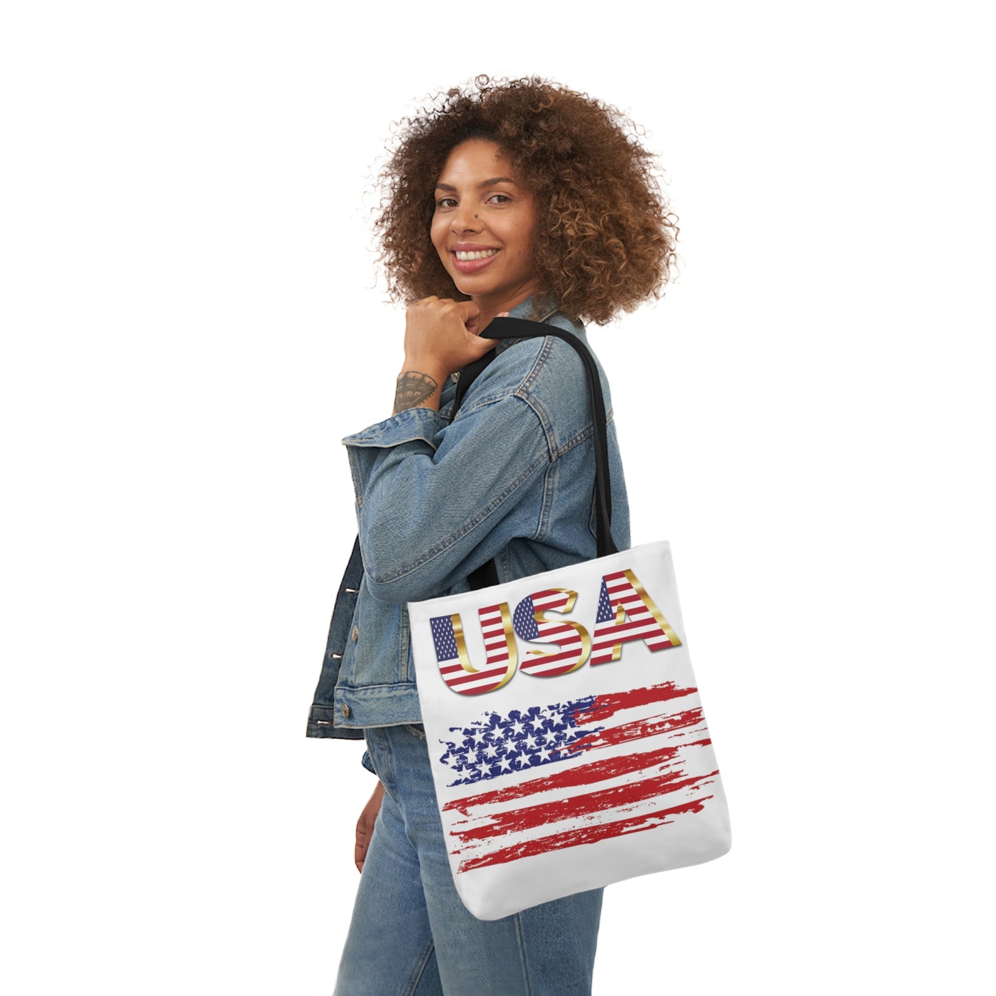 American - Canvas Tote Bag, 5-Color Straps - Patriotic