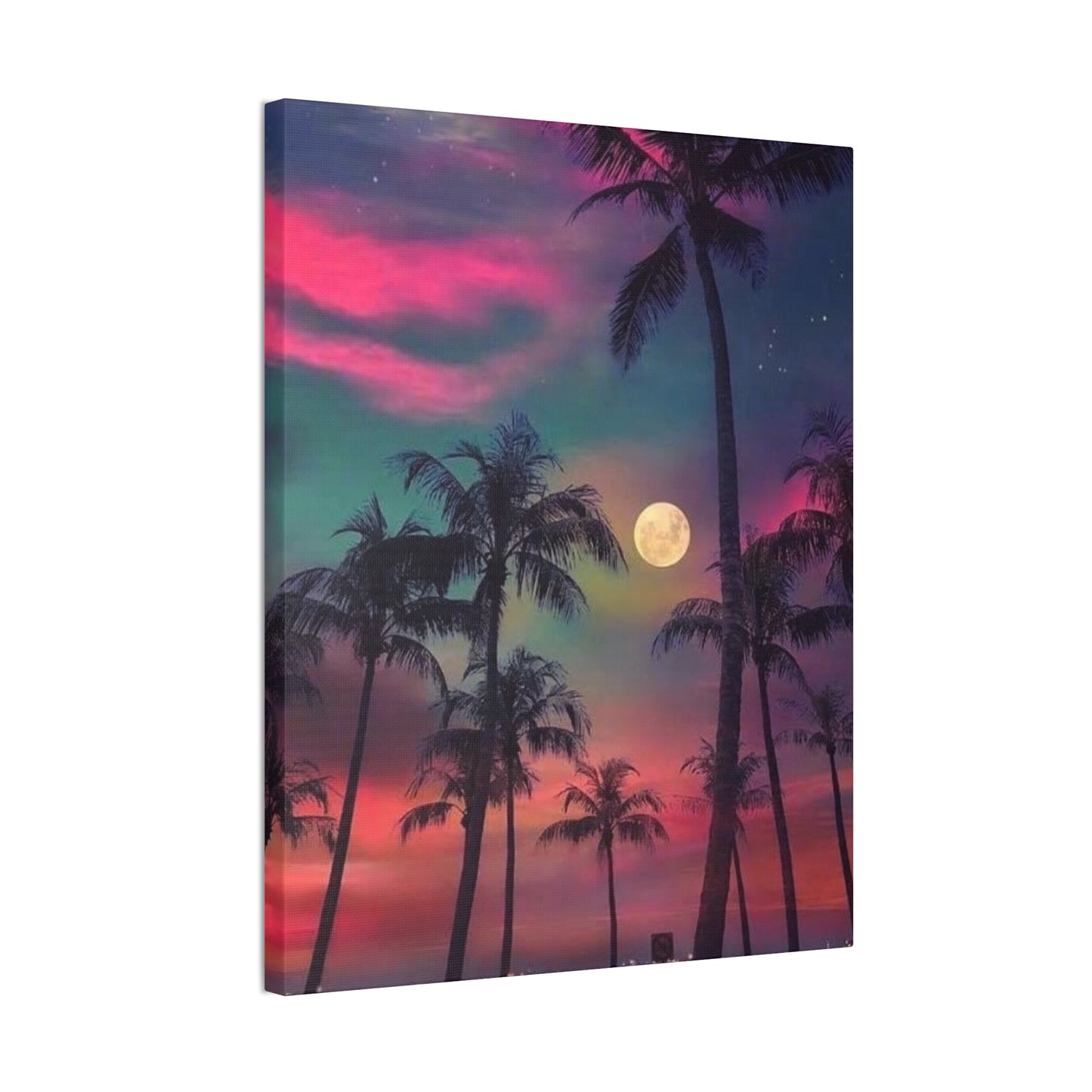 Moon Rise Palms - Canvas Stretched, 0.75"