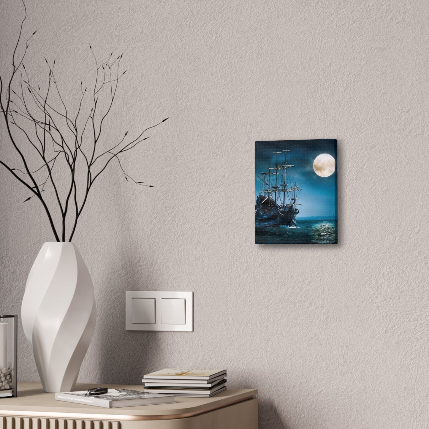 At Sea by Moonlight - Canvas Stretched, 0.75"