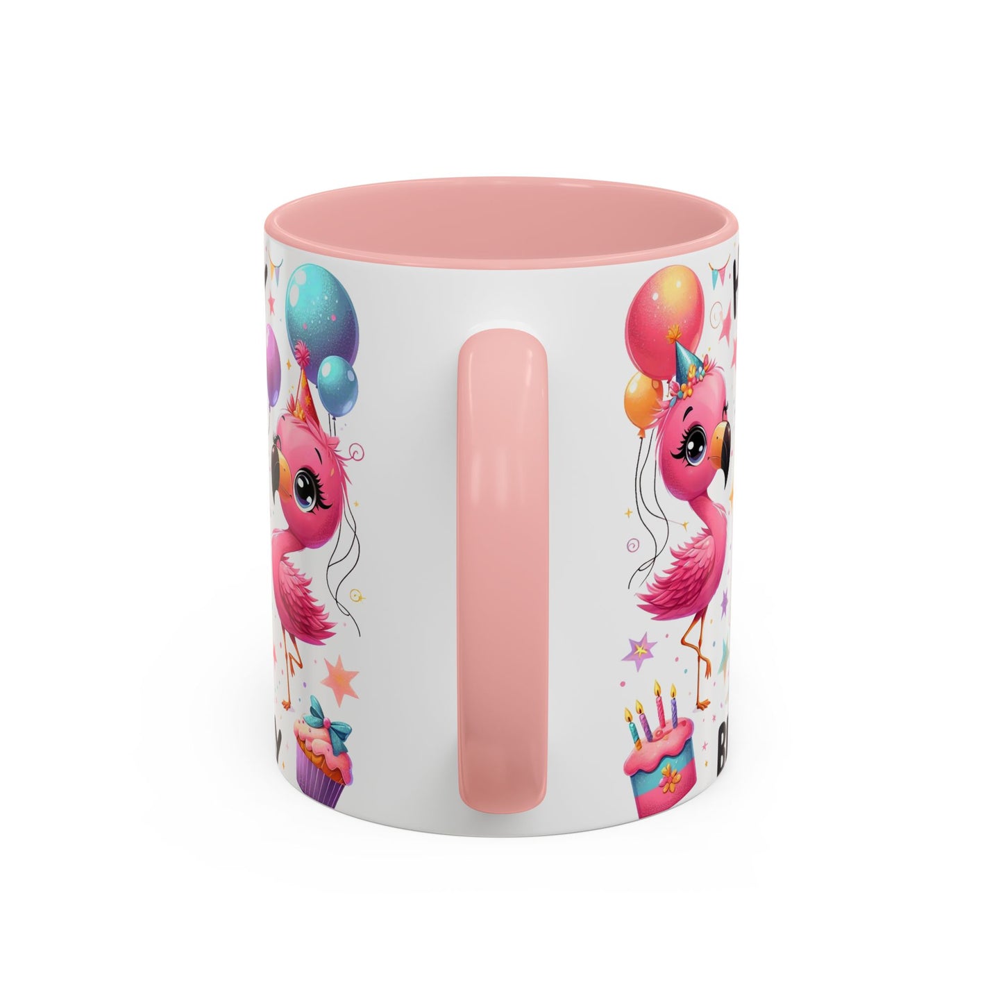 Happy Flamingo Birthday - Accent Coffee Mug (11, 15oz)