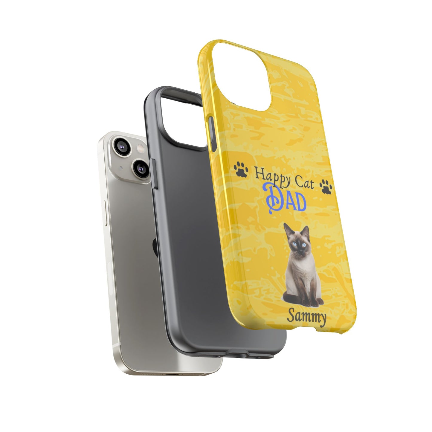 Happy Cat Dad - Personalized - Whimsical Phone Cases - Father's Day