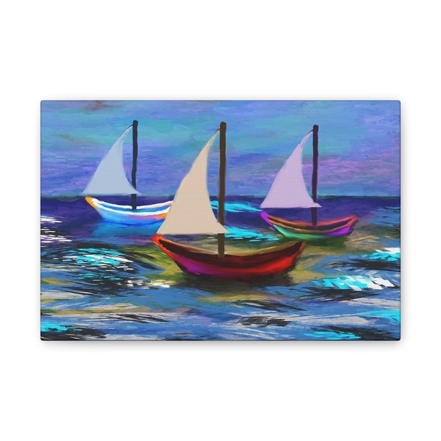 Sail Boats - Pastel _ Canvas Stretched, 0.75"