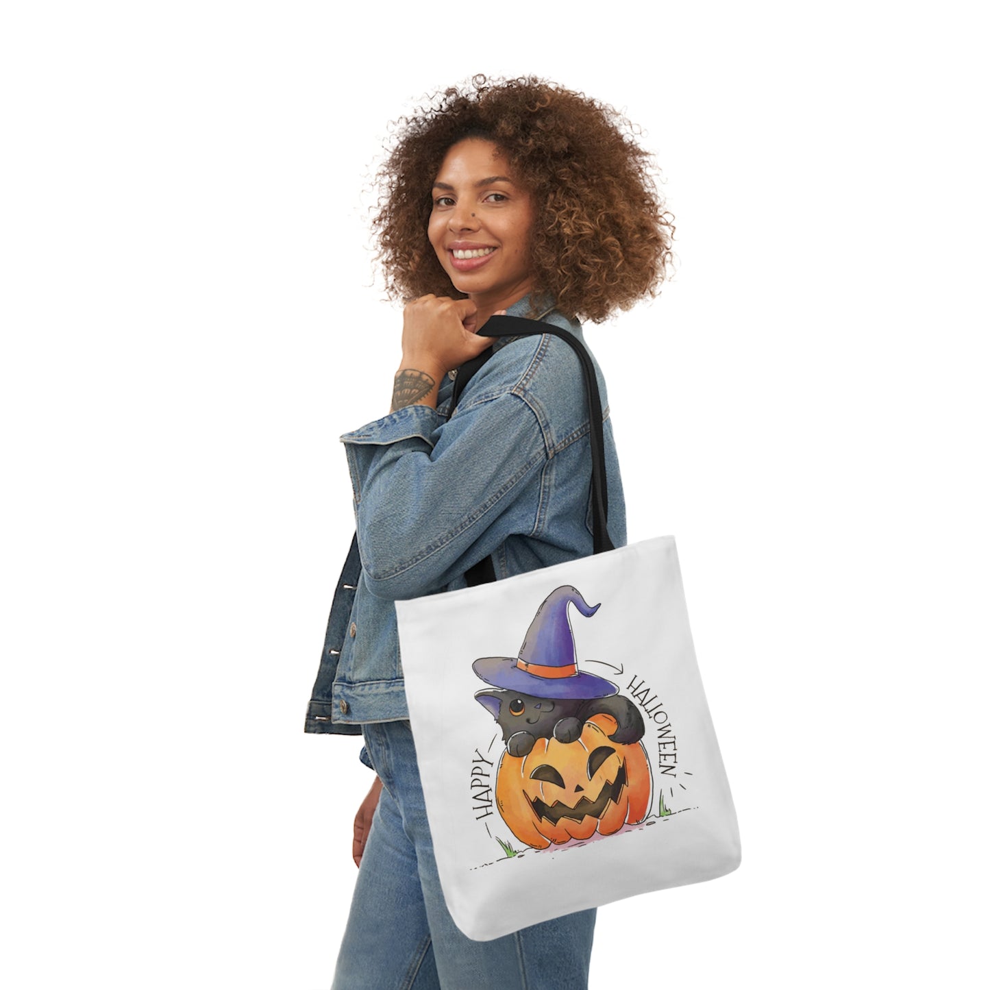 Happy Halloween - Canvas Tote Bag, 5-Color Straps - Halloween