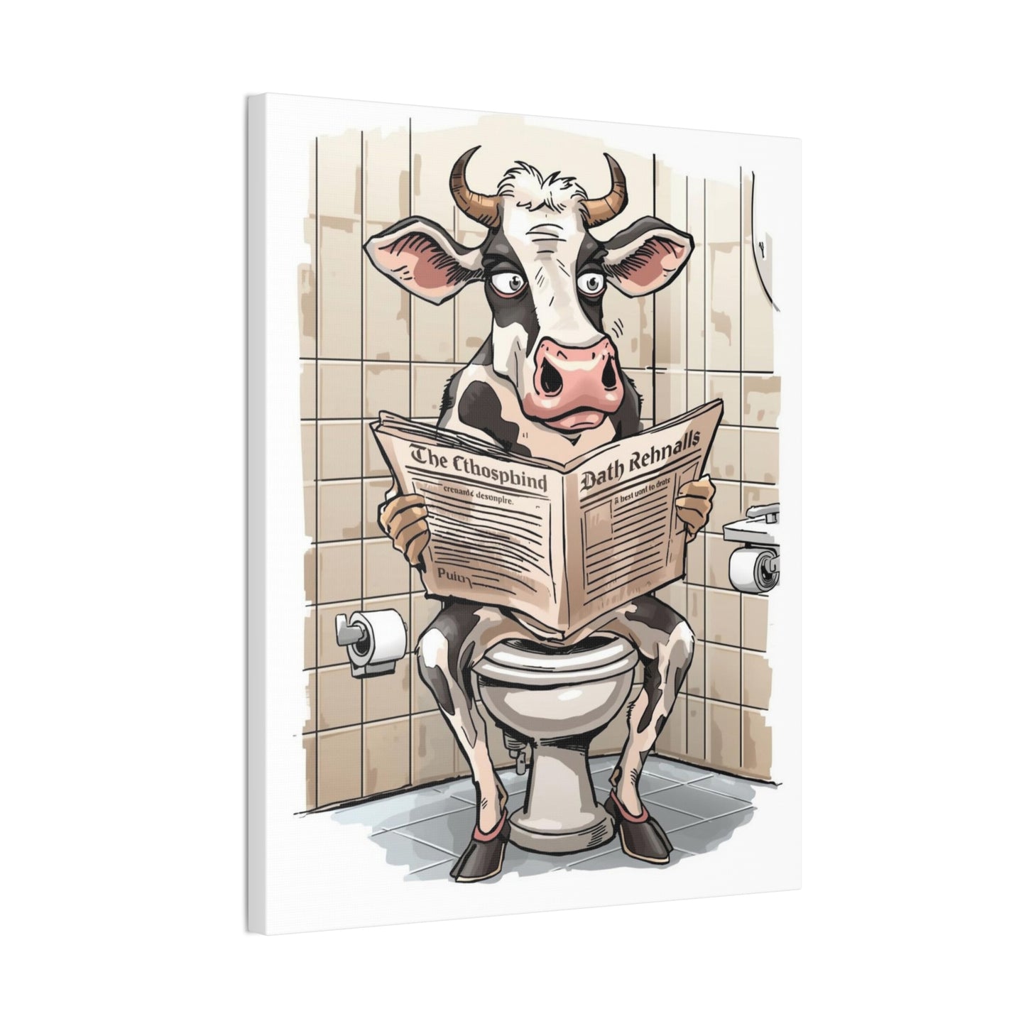 Steer in the John - Canvas Stretched, 0.75" - Wall Art 2026 - Bathroom Humor