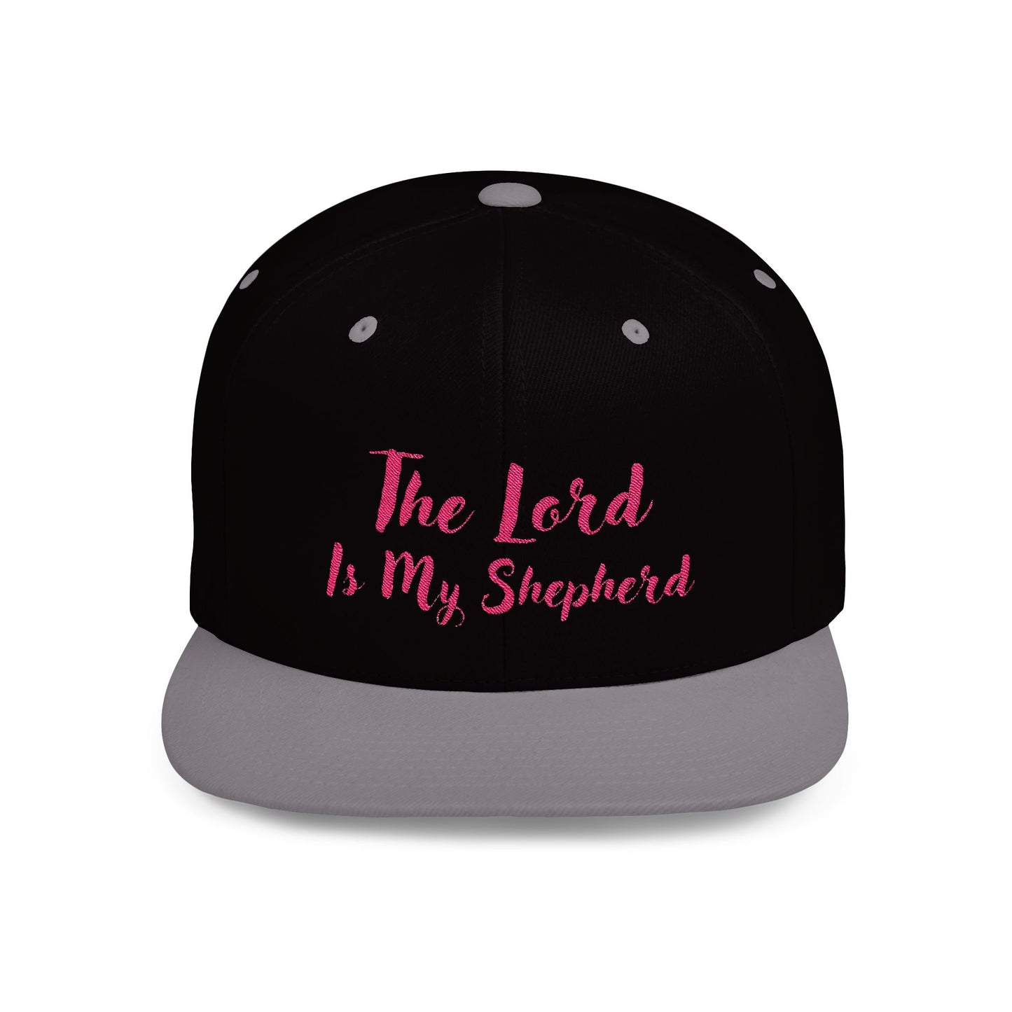 The Lord is My Shepherd - Pink - Embroidered - Flat Bill Snapback - Base Ball Cap - Easter - Mother's Day - Father's Day