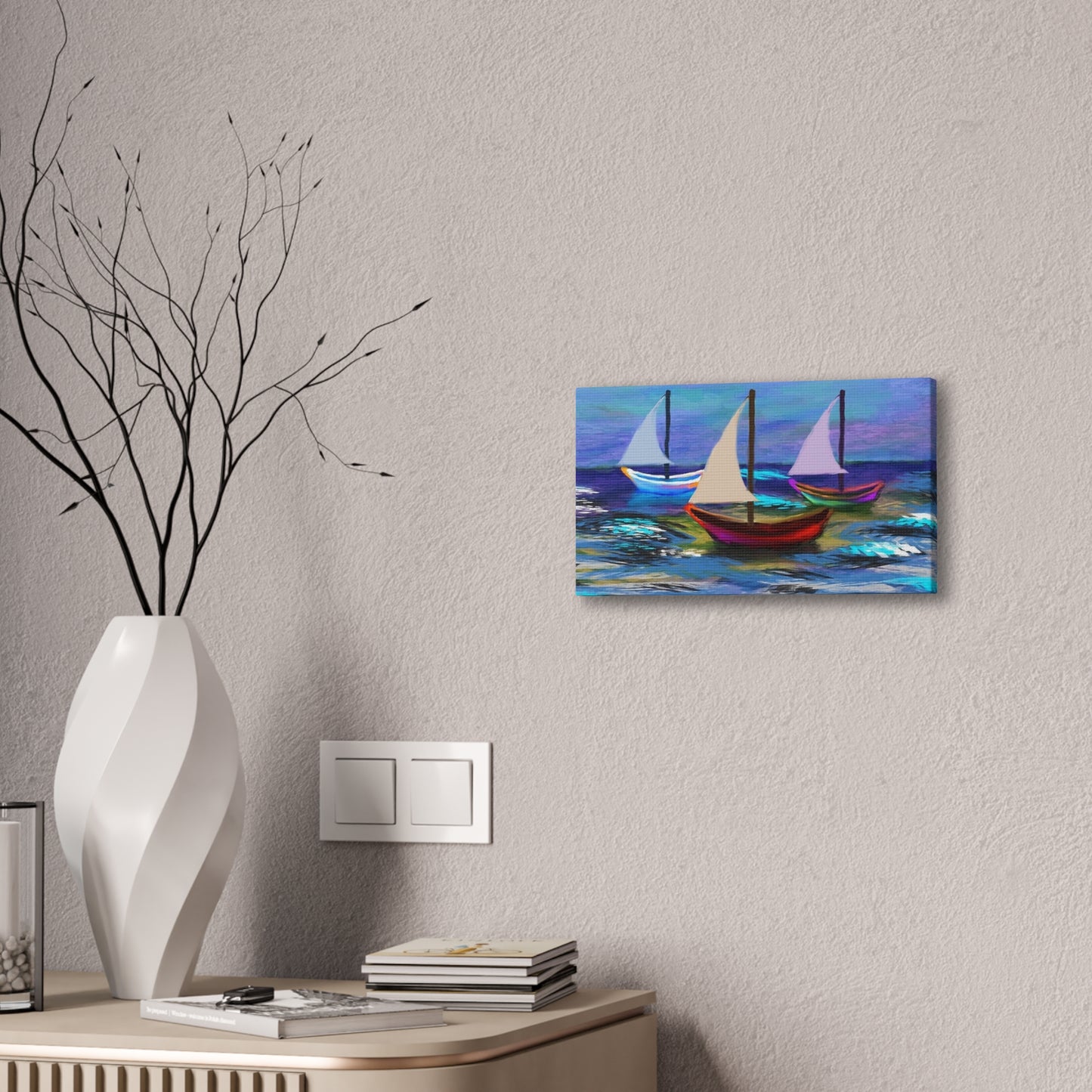 Sail Boats - Pastel _ Canvas Stretched, 0.75"