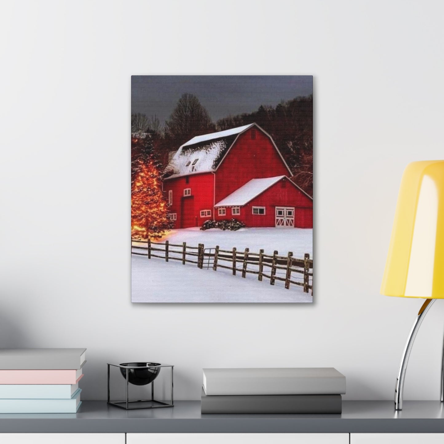 Barn in Winter - Canvas Stretched, 0.75"