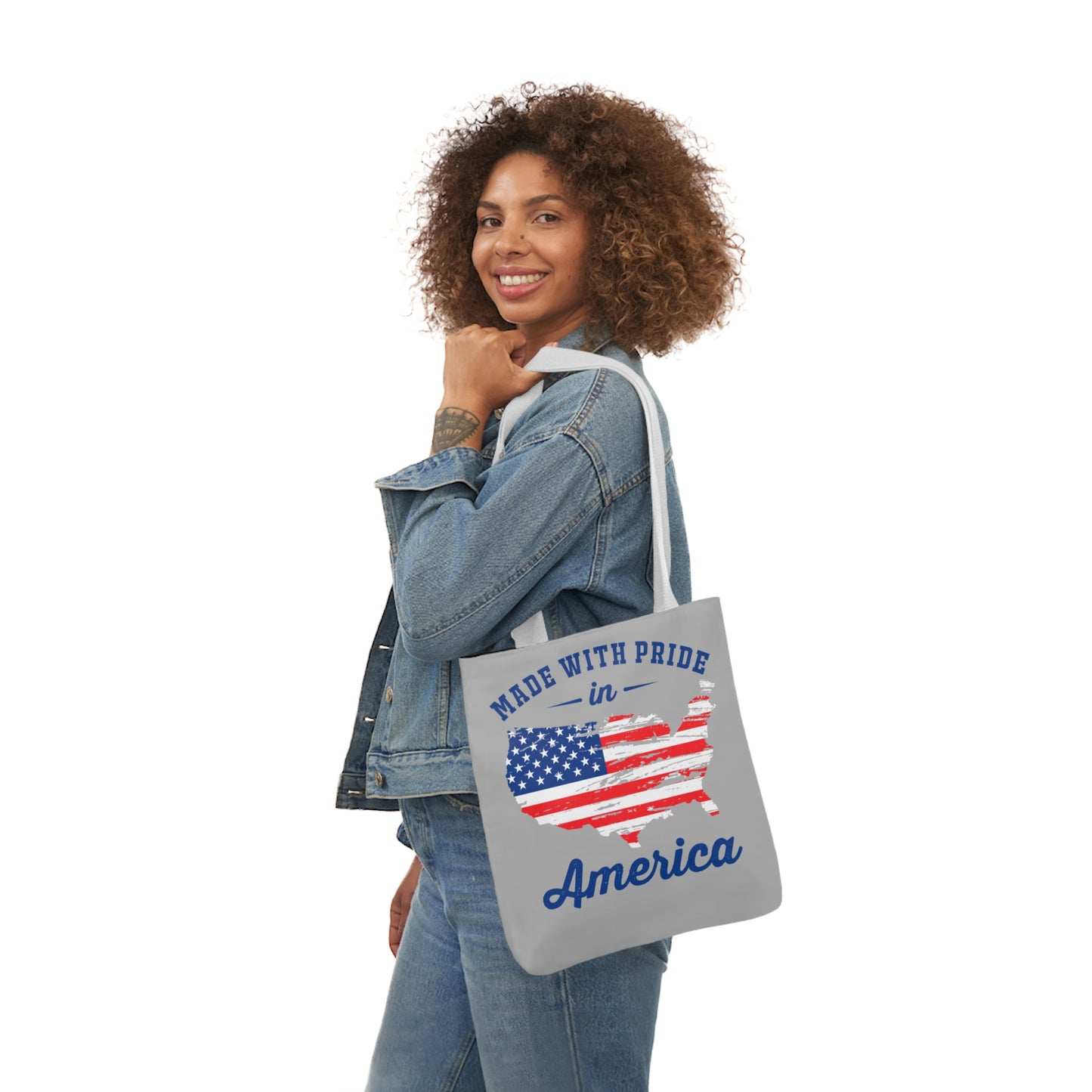 Made with Pride - Canvas Tote Bag, 5-Color Straps - Patriotic