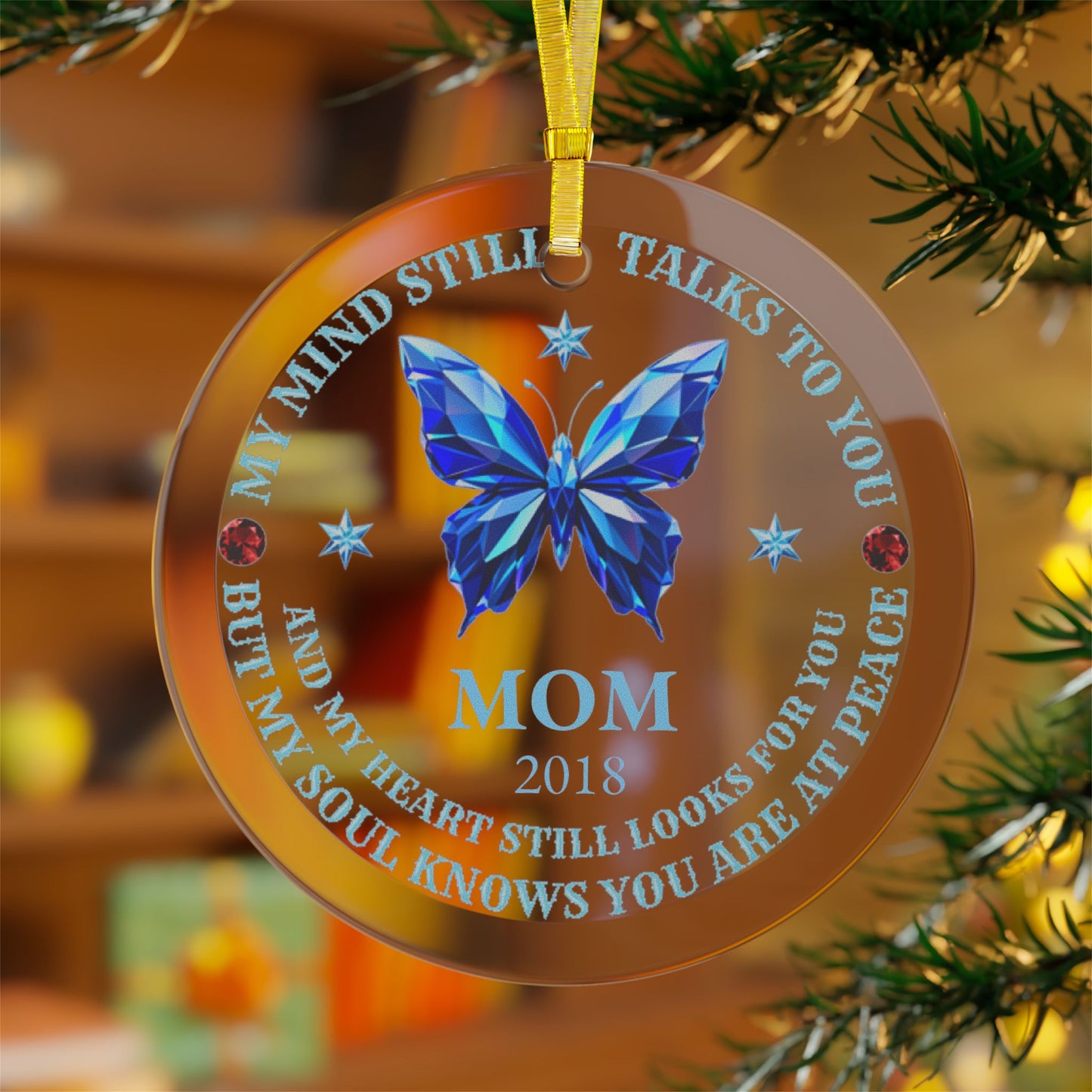 My Mind Still Talks to You - Glass Ornaments - Mother's Dat - Father's Day