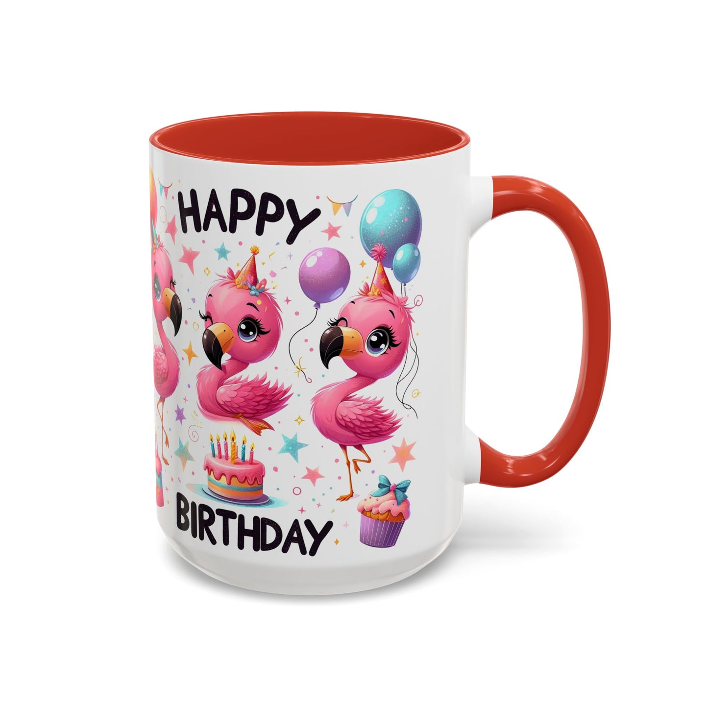 Happy Flamingo Birthday - Accent Coffee Mug (11, 15oz)