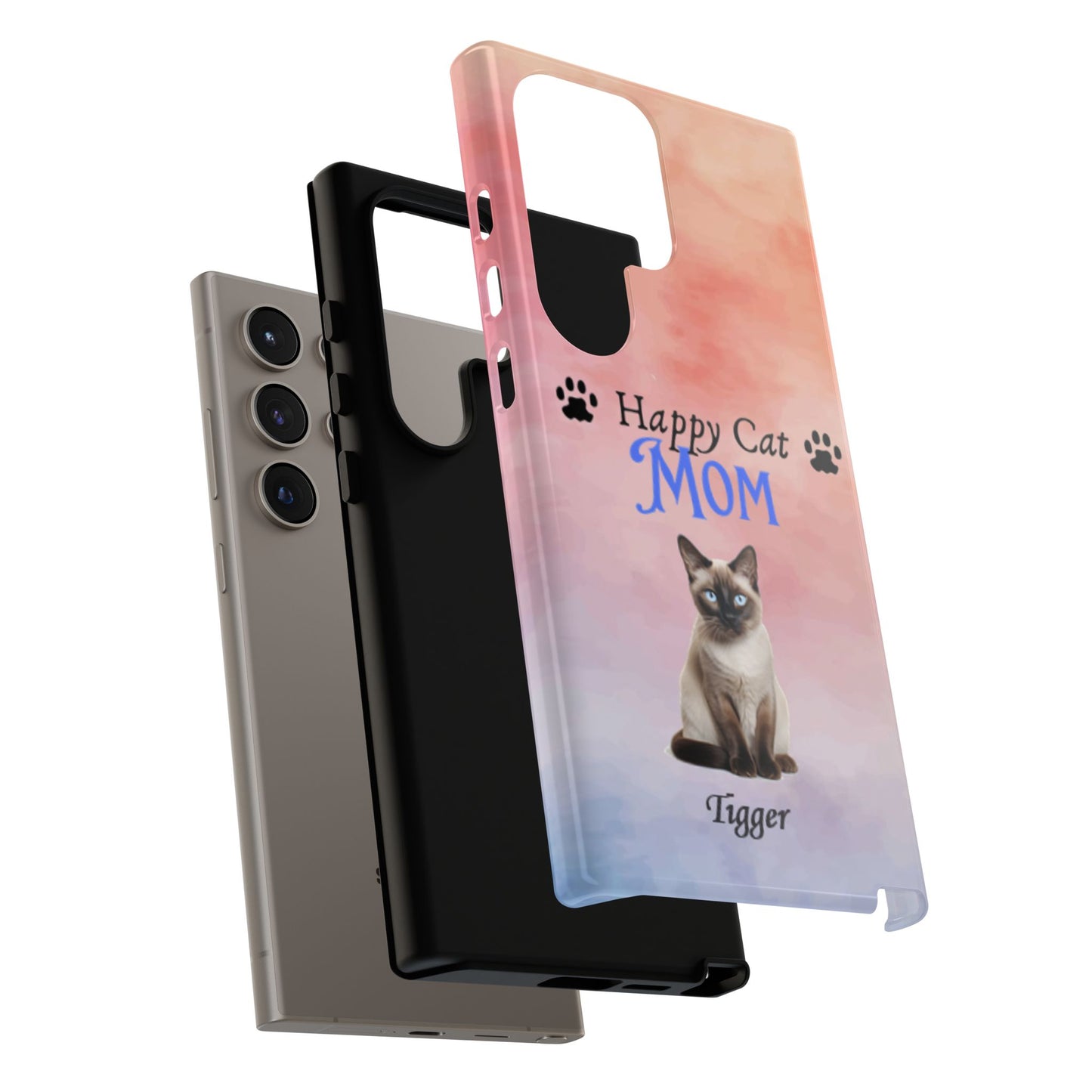 Happy Cat Mom - Personalized - Whimsical Phone Cases - Mother's Day