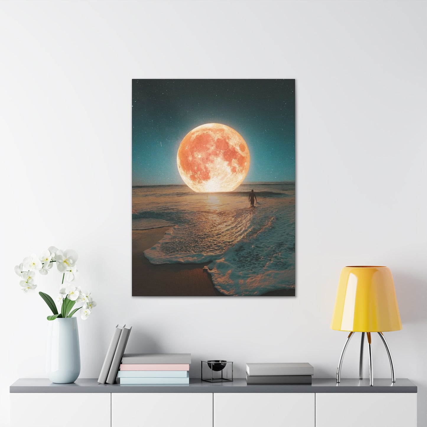 Moon on the water - Canvas Stretched, 0.75"