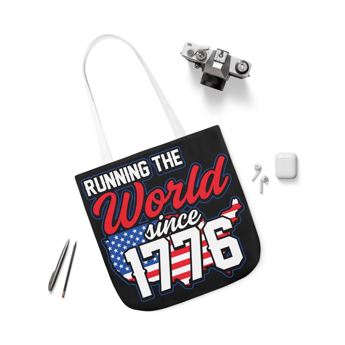 Running the World - Canvas Tote Bag, 5-Color Straps