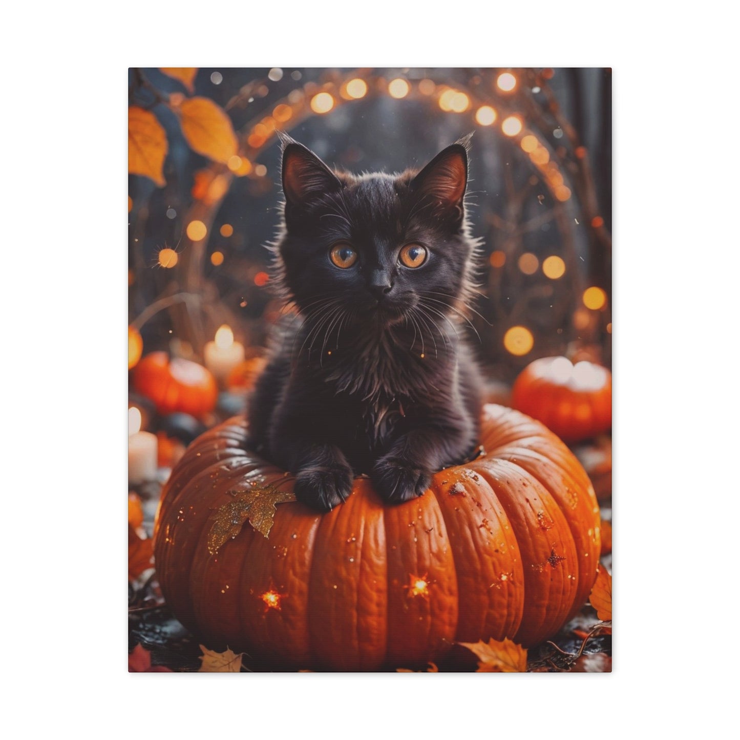 Kitty in Pumkin - Canvas Stretched, 0.75" - Halloween