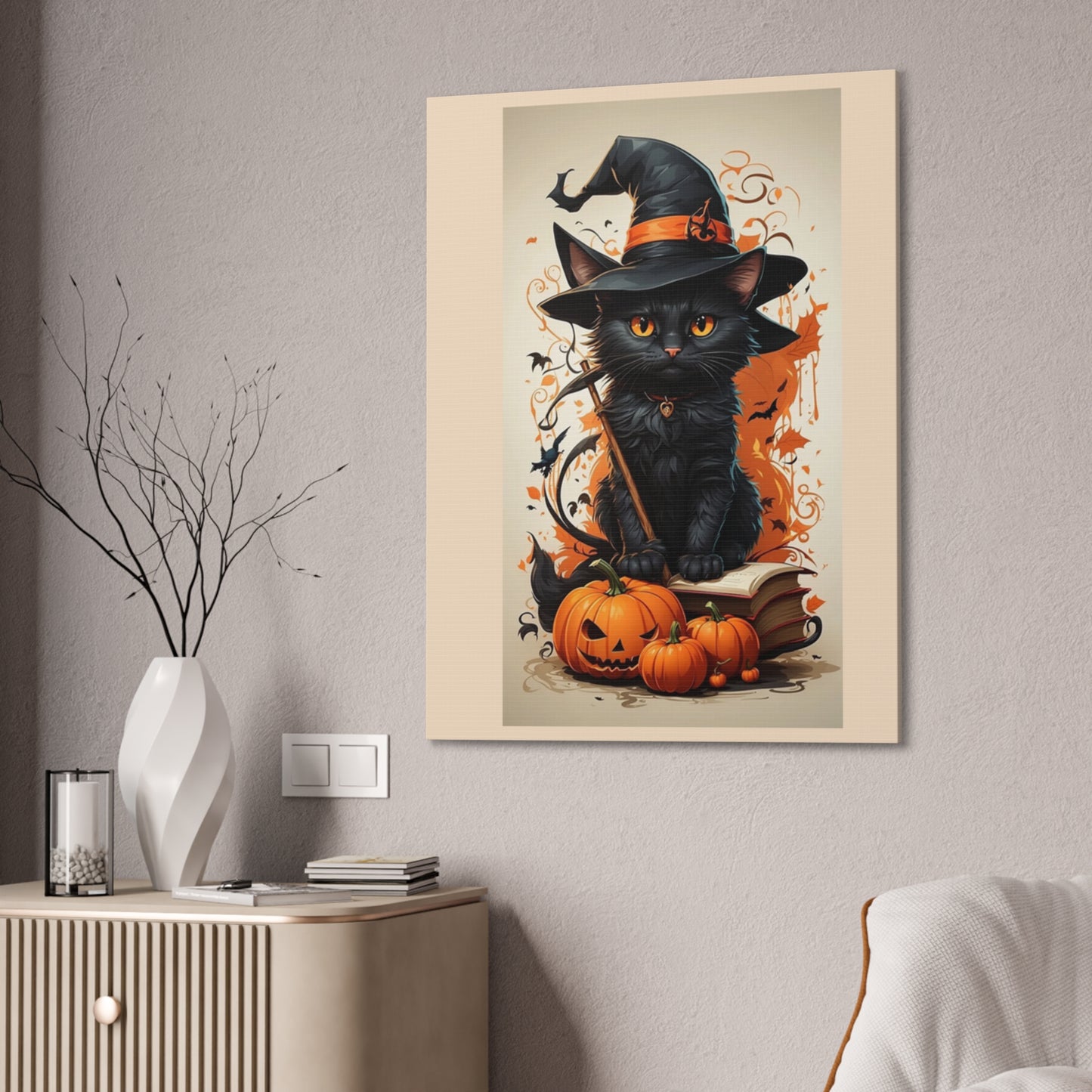 Black Cat - Canvas Stretched, 0.75" - Halloween