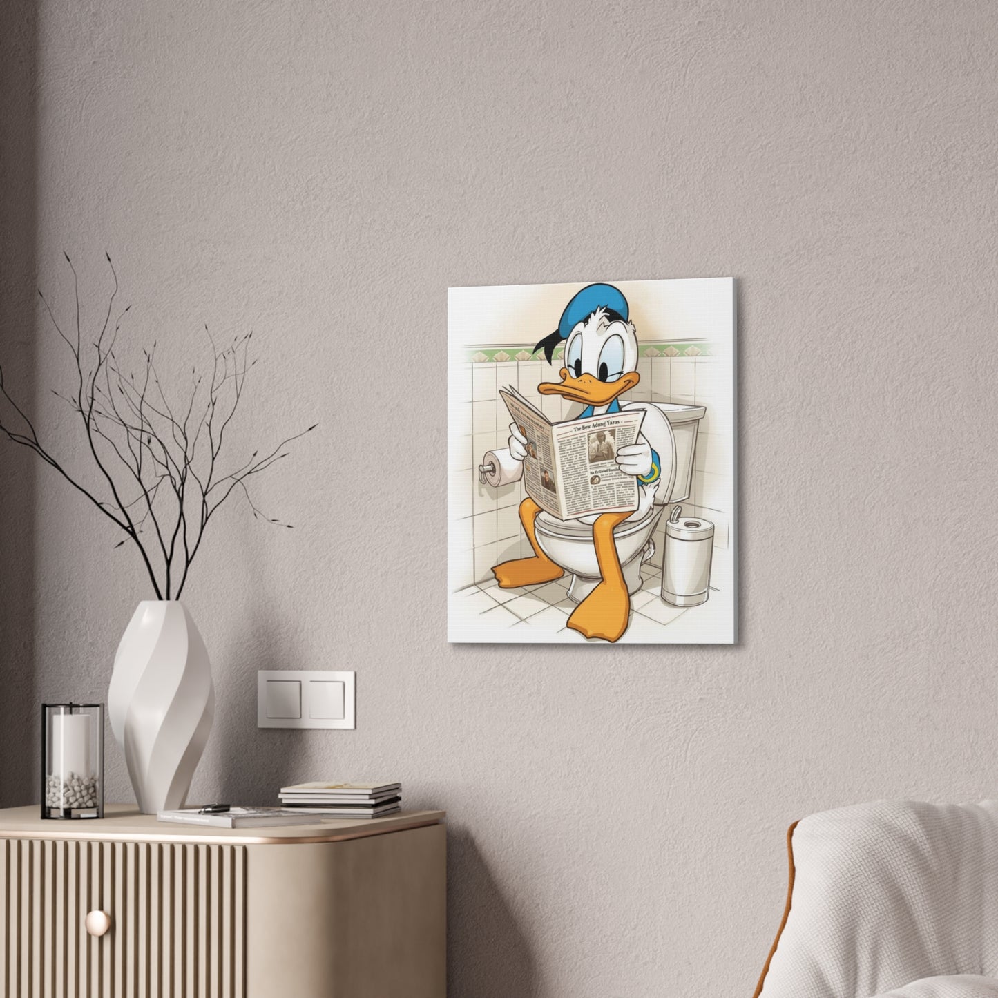 Duck in the Library - Canvas Stretched, 0.75 - Wall Art 2026 - Bathroom Humor"