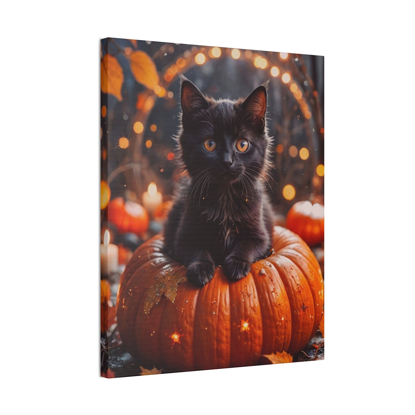 Kitty in Pumkin - Canvas Stretched, 0.75" - Halloween