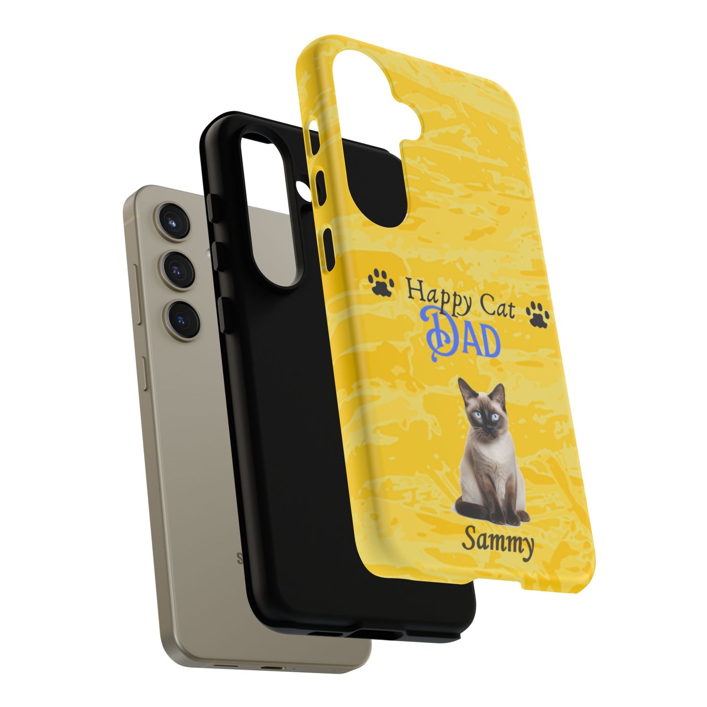 Happy Cat Dad - Personalized - Whimsical Phone Cases - Father's Day