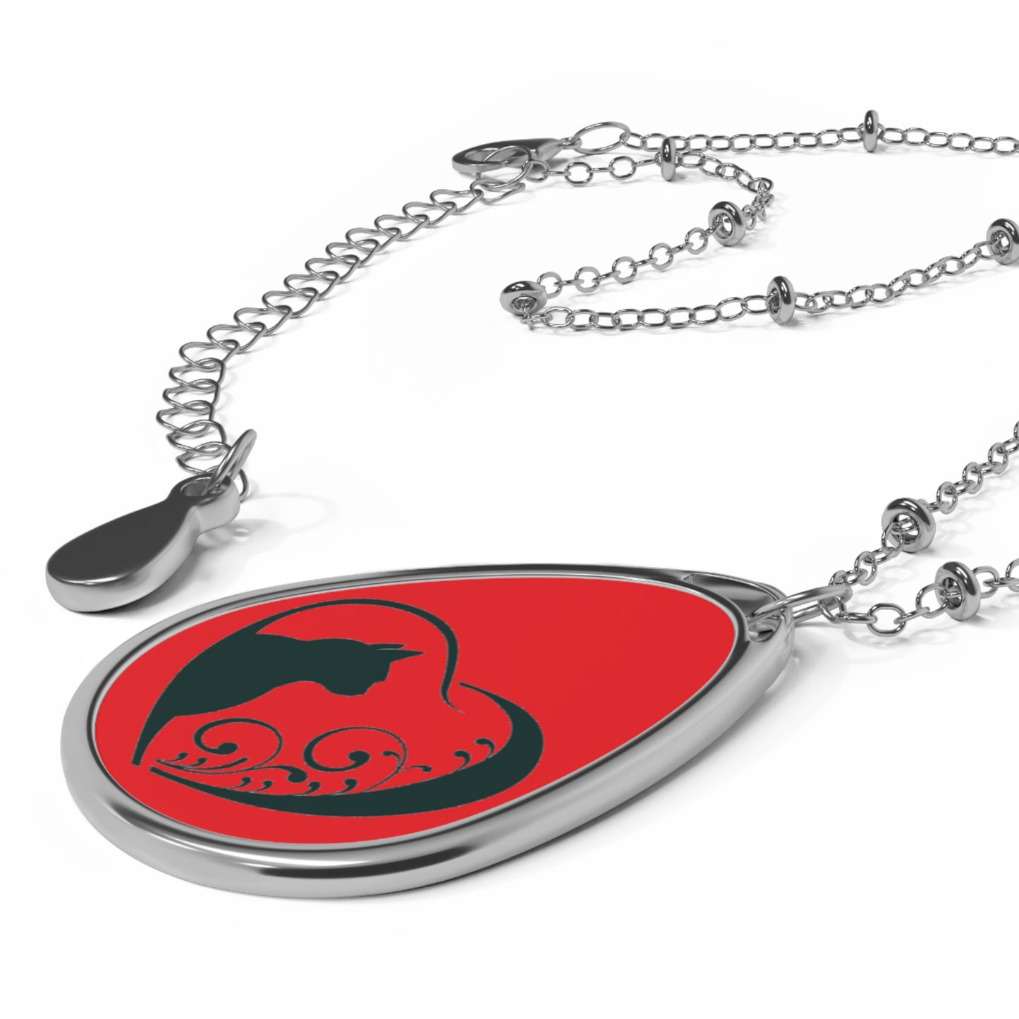 Cat love - Oval Necklace - Jewelry