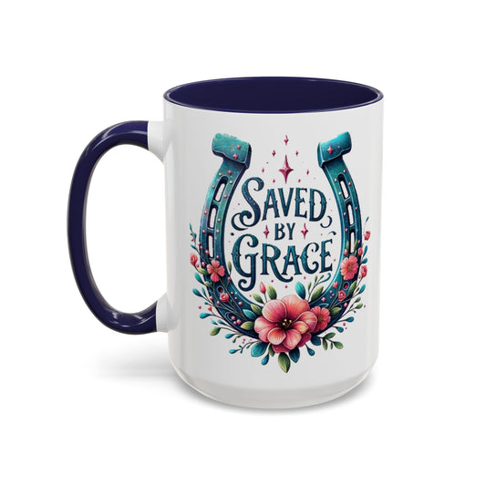 Saved by Grace - Accent Coffee Mug (11, 15oz) - Easter - Mother's Day - Father's Day