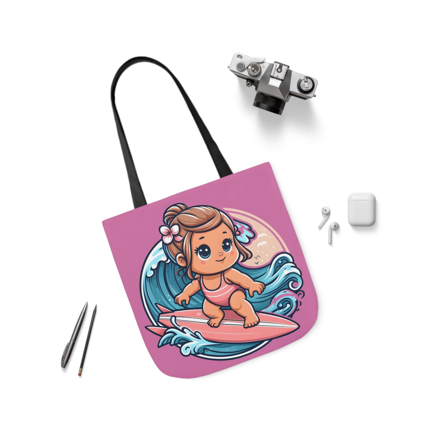 Little Surfer - Canvas Tote Bag, 5-Color Straps