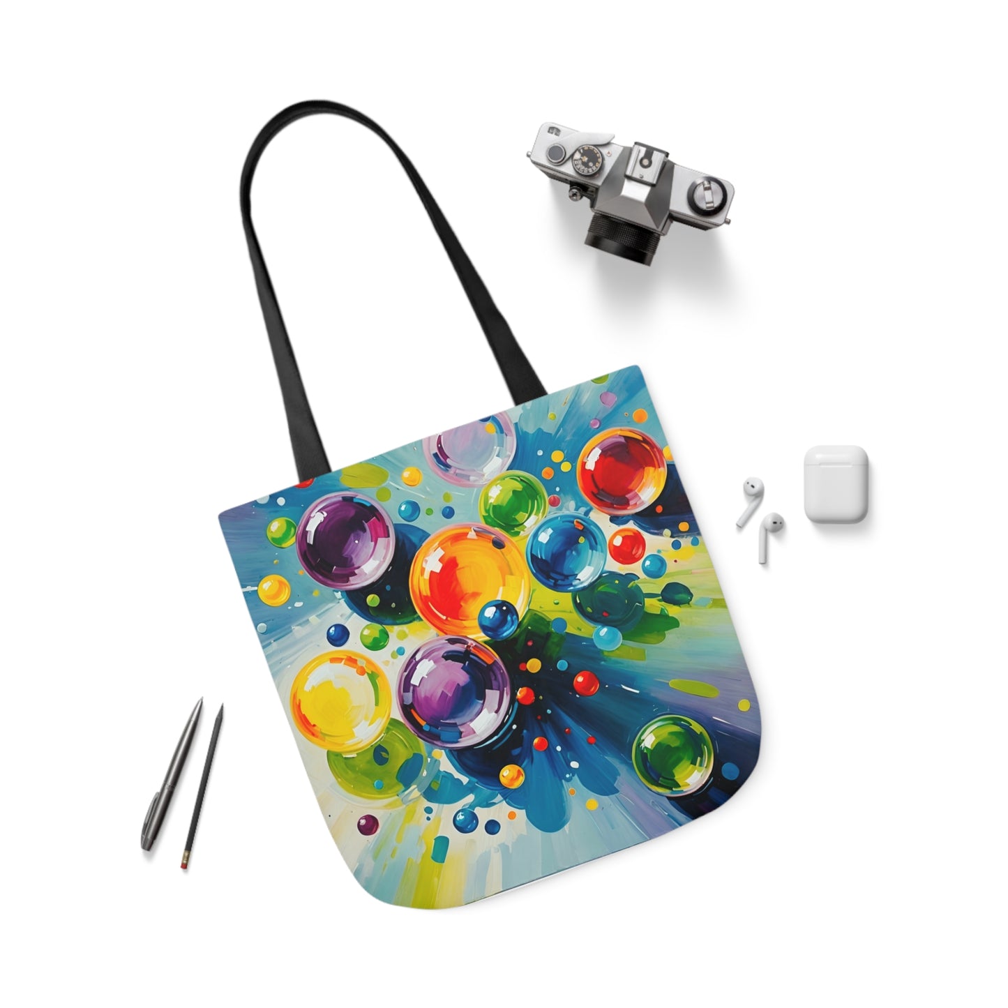 Colored Balls - Canvas Tote Bag, 5-Color Straps