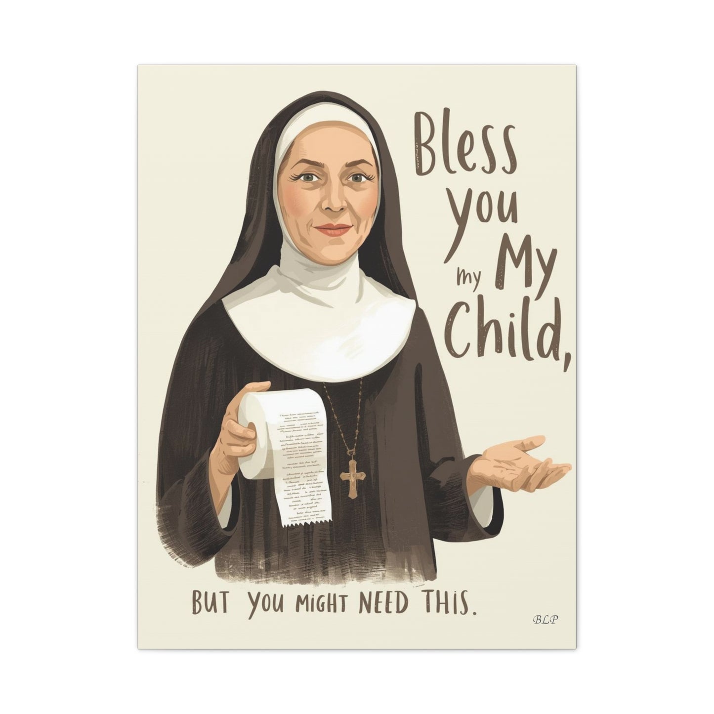 Bless You My Child - Canvas Stretched, 0.75" - 2026 Wall Art - Bathroom Humor