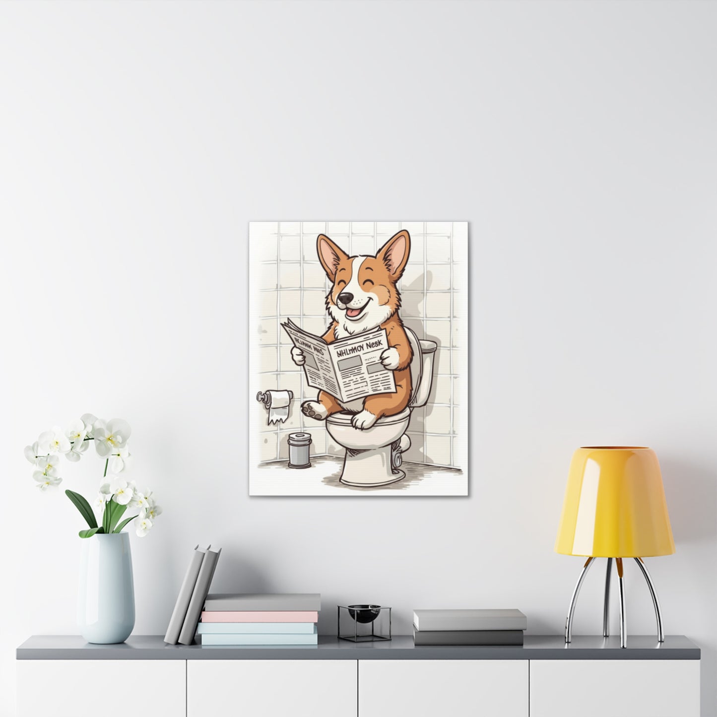 Corgi 0n the Pot - Canvas Stretched, 0.75"- Wall Art - 2026 - Bathroom Humor