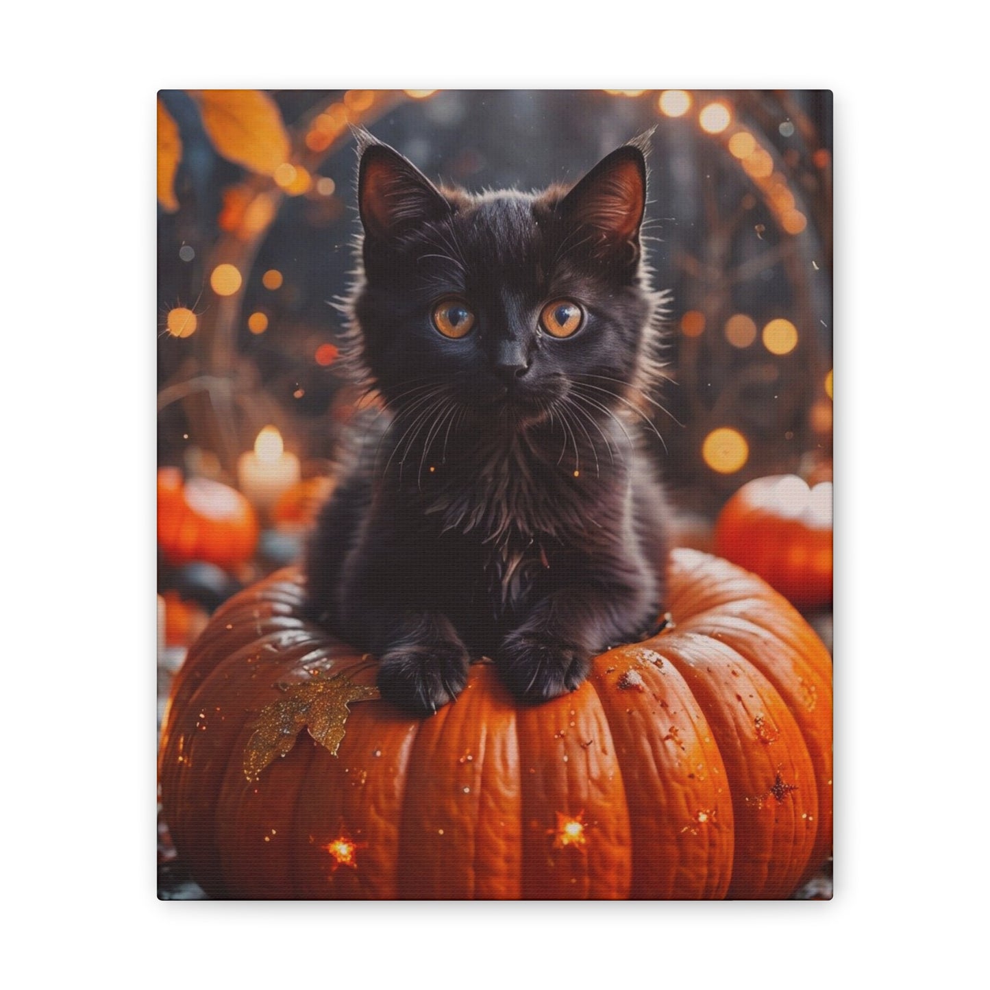 Kitty in Pumkin - Canvas Stretched, 0.75" - Halloween