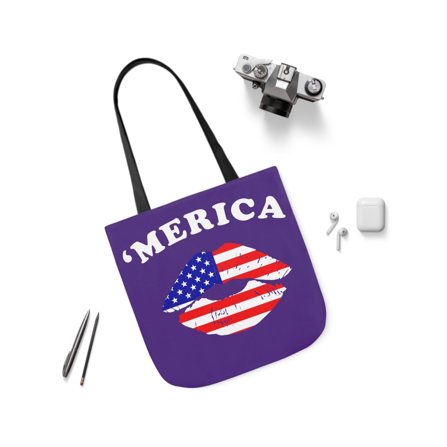 America - Canvas Tote Bag, 5-Color Straps