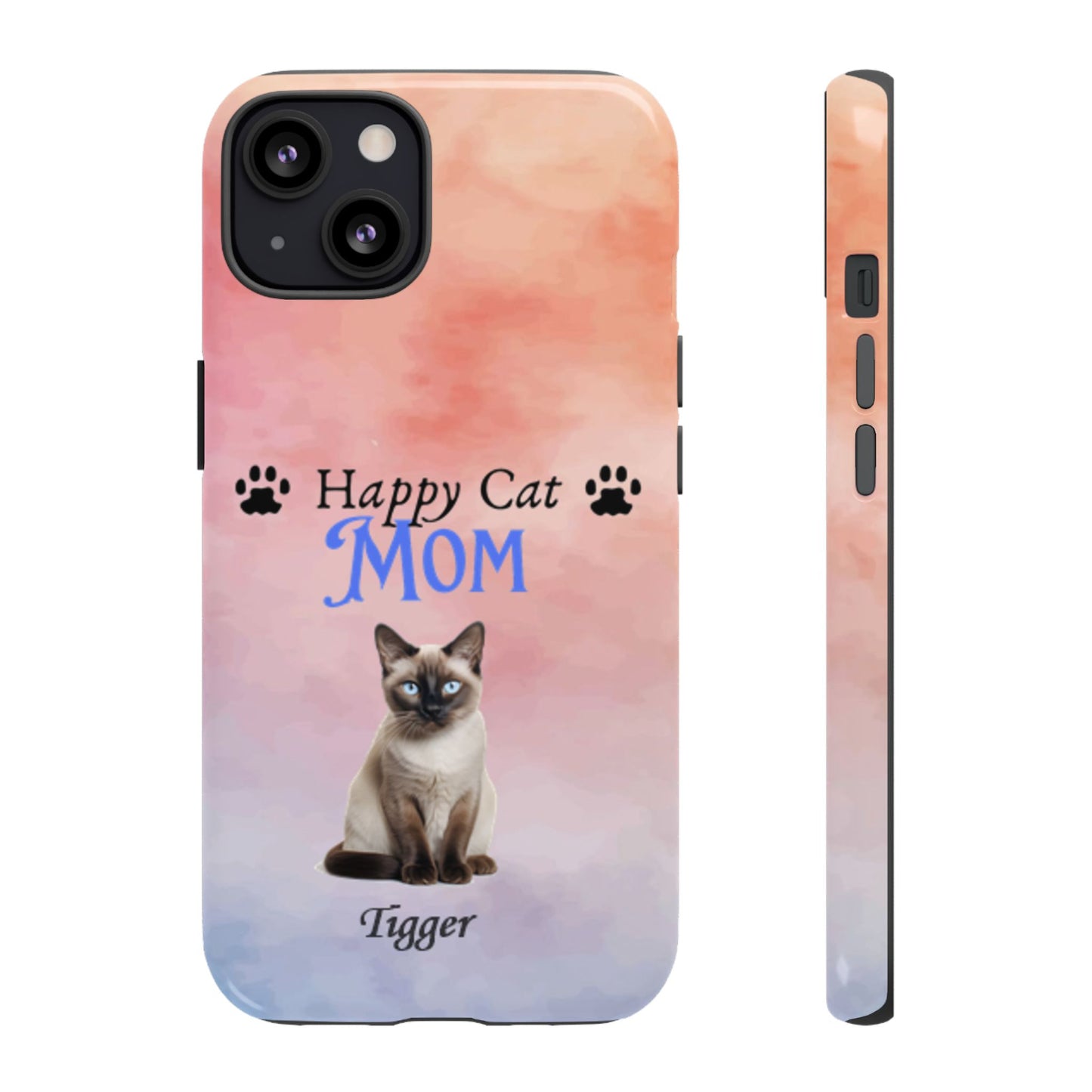 Happy Cat Mom - Personalized - Whimsical Phone Cases - Mother's Day