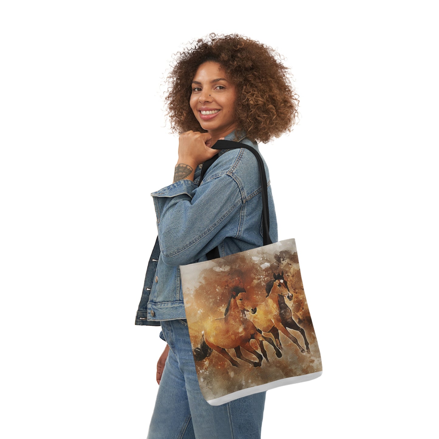 Horses - Canvas Tote Bag, 5-Color Straps