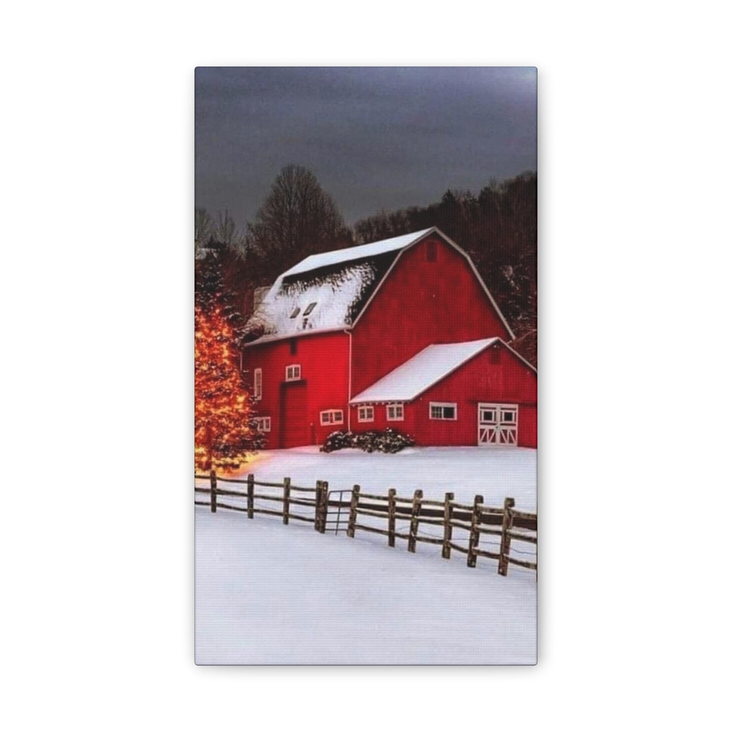 Barn in Winter - Canvas Stretched, 0.75"