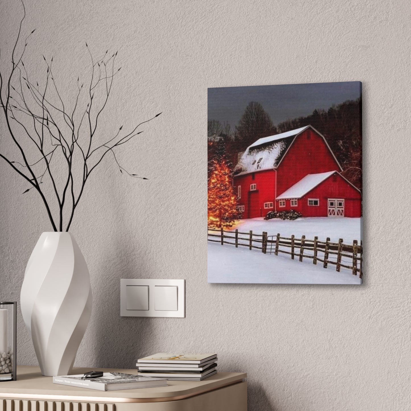 Barn in Winter - Canvas Stretched, 0.75"