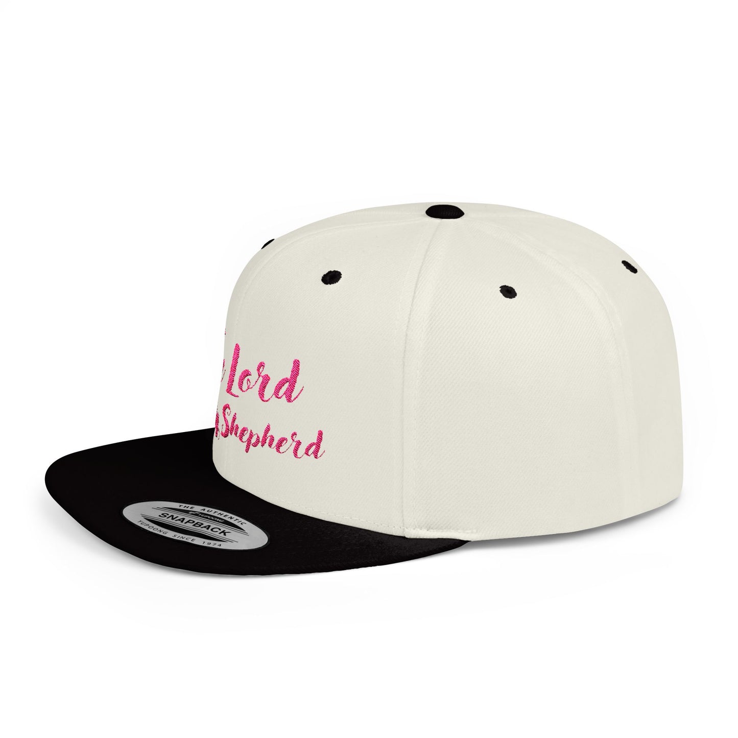 The Lord is My Shepherd - Pink - Embroidered - Flat Bill Snapback - Base Ball Cap - Easter - Mother's Day - Father's Day