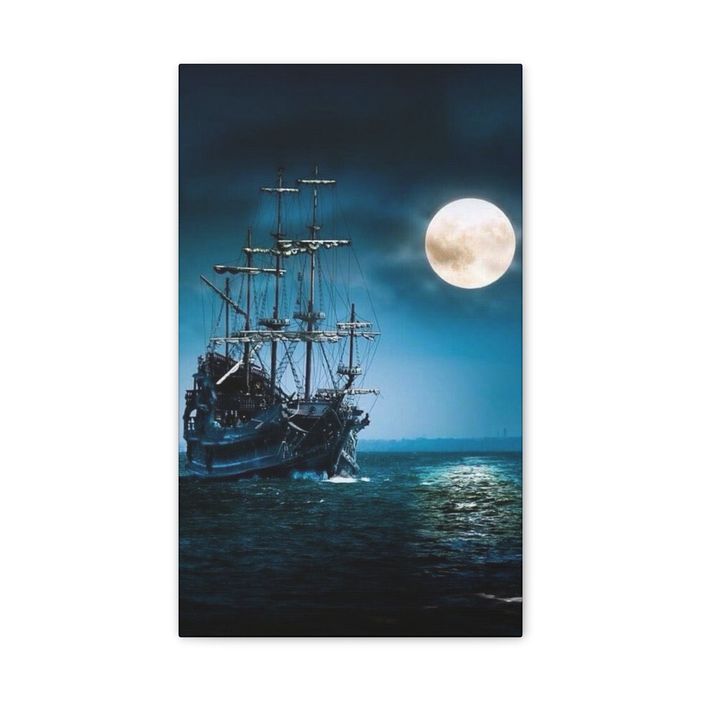 At Sea by Moonlight - Canvas Stretched, 0.75"