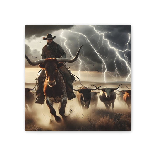 Cowboy Stampede - Canvas Stretched, 0.75"