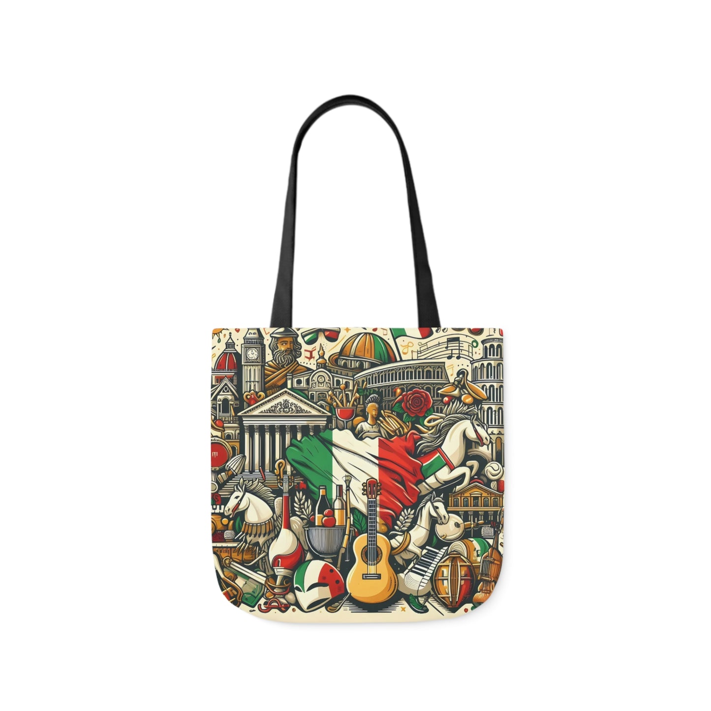 Italian Mural - Canvas Tote Bag, 5-Color Straps