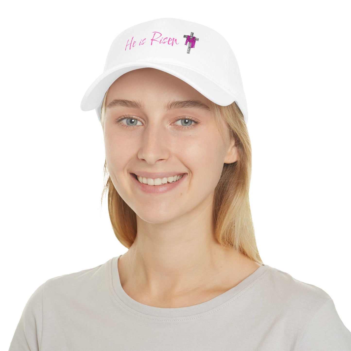 He is Risen - Pink - Low Profile Baseball Cap - Easter - Mother's Day - Father's Day - Easter 1