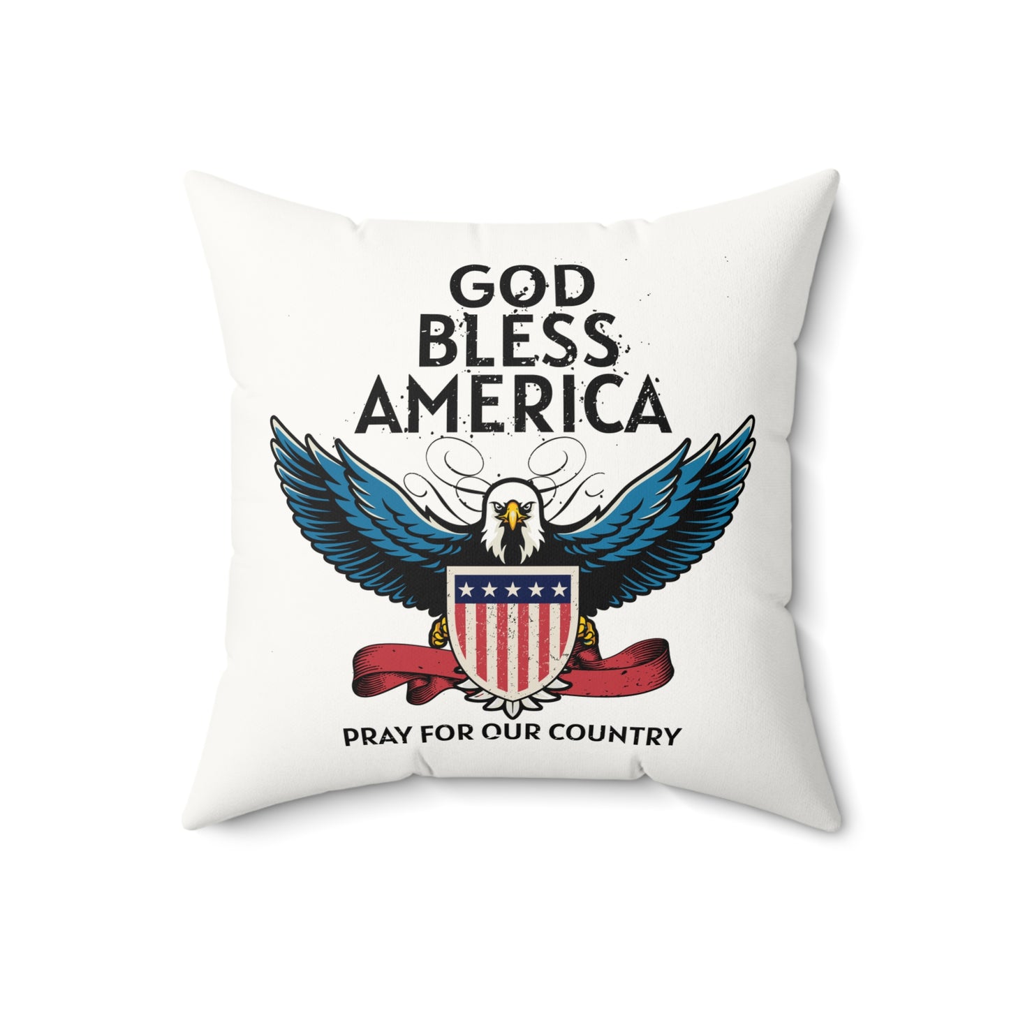 God Bless America - Faux Suede Square Pillow - Mother's Day - Father's Day - Military