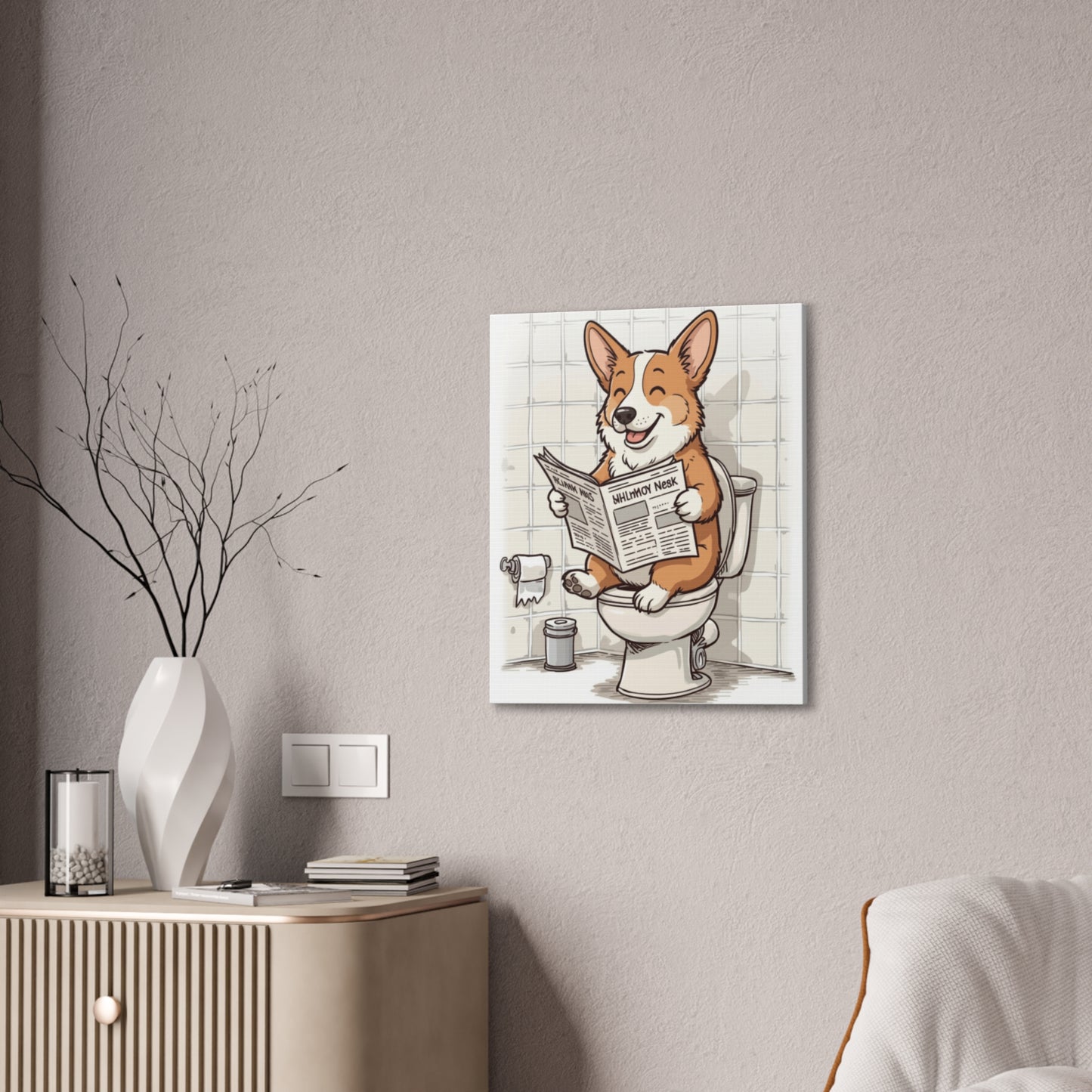 Corgi 0n the Pot - Canvas Stretched, 0.75"- Wall Art - 2026 - Bathroom Humor