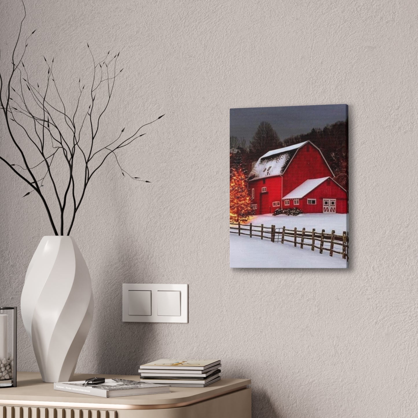 Barn in Winter - Canvas Stretched, 0.75"