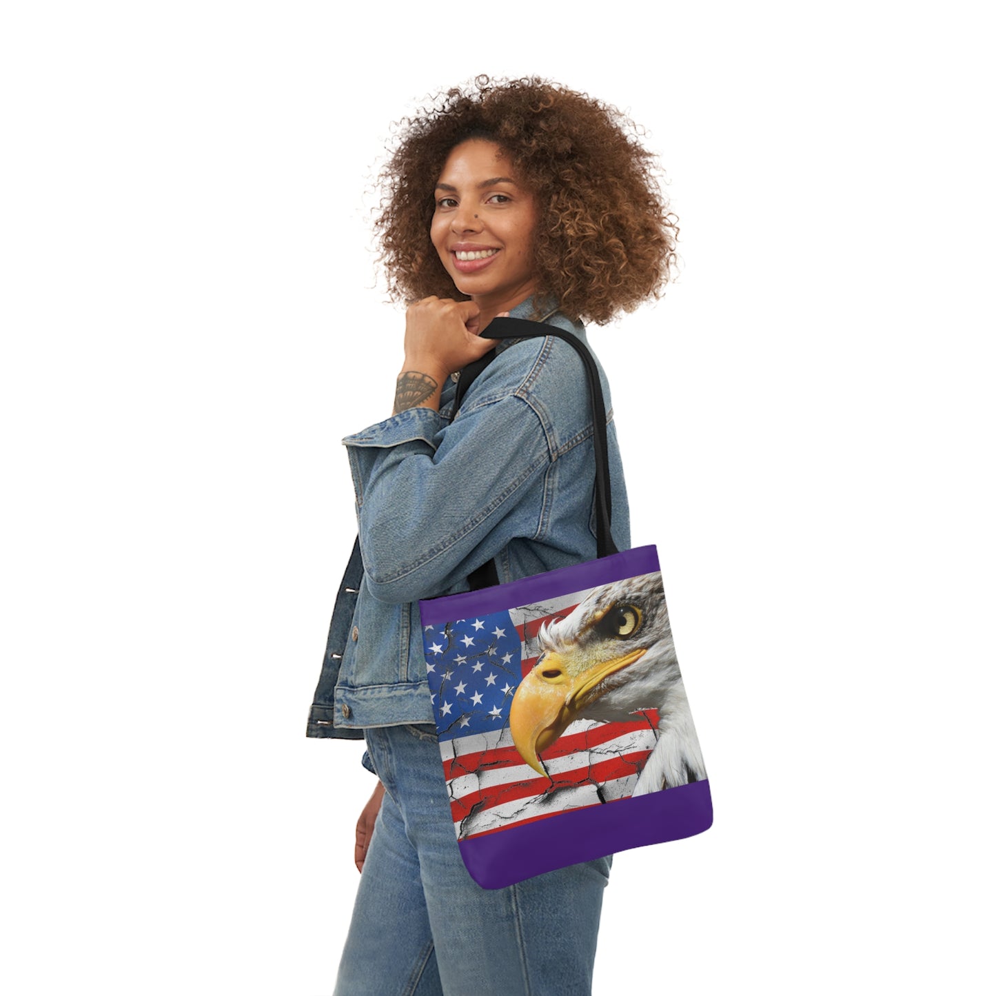 American Eagle - Canvas Tote Bag, 5-Color Straps - Patriotic